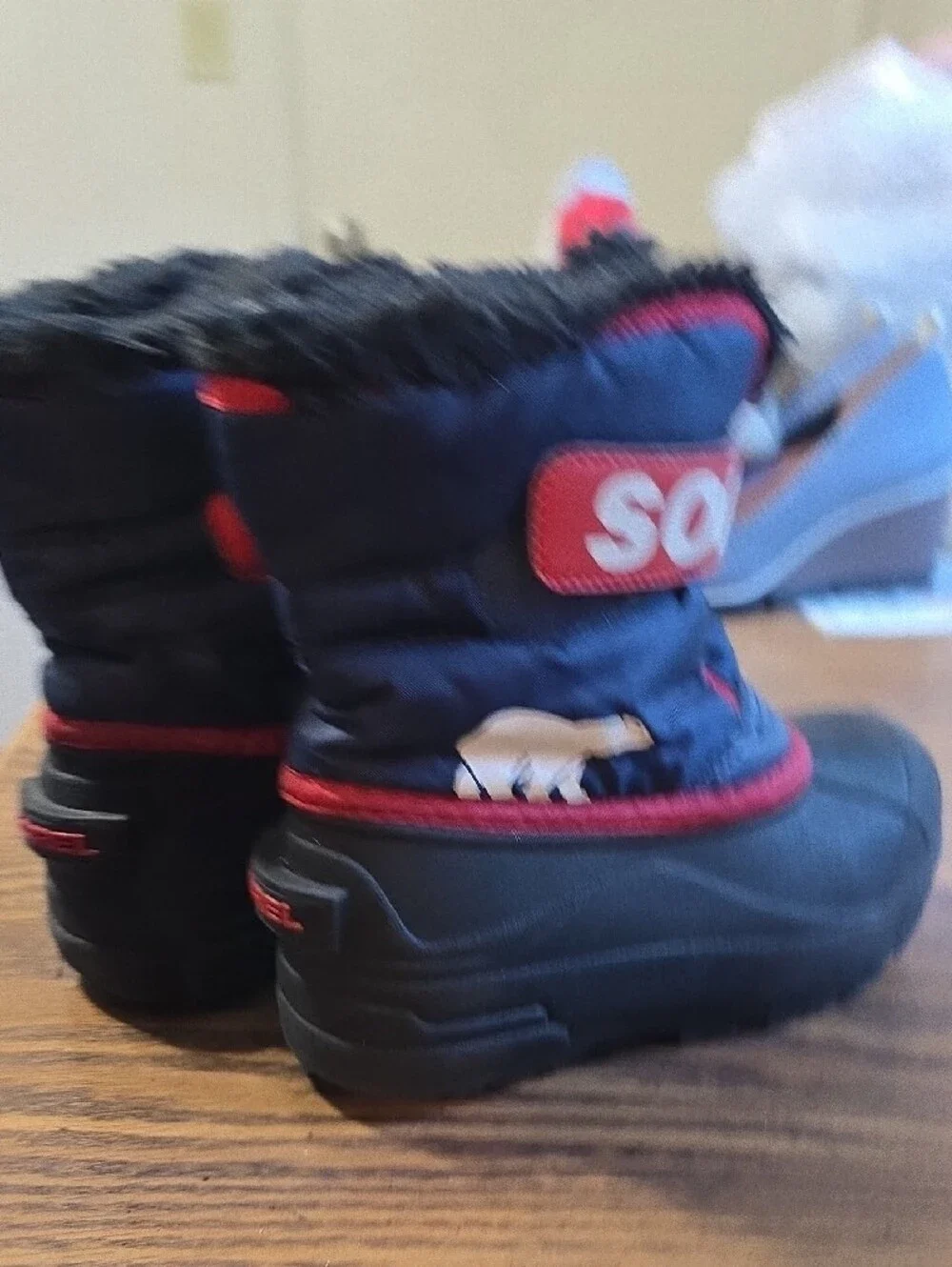 Sorel Kids Navy and Red  Snow Commander Boots